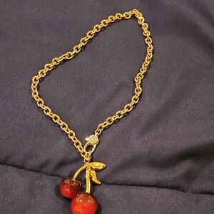 Gold Cherry Pendant Necklace